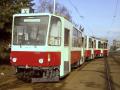 Spojené články muzejního vozu KT8D5 ev.č.9048 v areálu Opravny tramvají.  | 20.2.2014