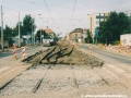 Rekonstrukce tramvajové tratě v úseku smyčka Černokostelecká - křižovatka Vinice. | 13.7.2002