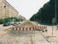 Rekonstrukce tramvajové tratě v úseku smyčka Černokostelecká - křižovatka Vinice. | 13.7.2002