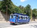 Historický tramvajový vůz č.7 zdolává prudké klesání, přesto po bezpečnostním zastavovacím místu ani vidu ani slechu | 10.-15.7.2008