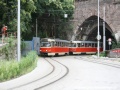 Souprava vozů T3SUCS ev.č.7825+7826 na lince 1 opouští tunel pod bratislavským hradem | 3.8.2007