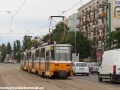 Od zastávky Puskás Ferenc Stadion se na lince 1 vzdaluje trojice vozů T5C5 ev.č.4147+4101+4108. | 13.7.2012