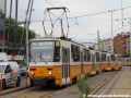 Trojice vozů T5C5 ev.č.4297+4320+4278 vypravená na linku 1 vjíždí do prostoru zastávky Puskás Ferenc Stadion... | 13.7.2012