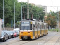 K zastávce Puskás Ferenc Stadion se blíží trojice vozů T5C5 ev.č.4093+4123+4100 vypravená na linku 1A. | 13.7.2012