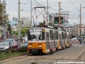 Trojice vozů T5C5 ev.č.4214+4213+4212 vypravená na linku 1 u zastávky Puskás Ferenc Stadion. | 13.7.2012