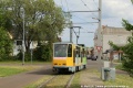 Školní vůz, přestavěný z tramvaje T6A2 opouští smyčku Alte Neustadt. | 6.5.2022