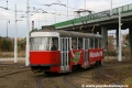 Vůz T3M3 ev.č.248 vypravený na linku 2 odbočuje na jediné mostecké kolejové křižovatce na traťovou větev k mosteckému nádraží. | 5.11.2010