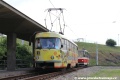 Ve smyčce Most, Interspar vyčkává vůz T6B5 ev.č.273 na odjezd vozu T3M3 ev.č.305 vypraveného na linku 2. | 2.6.2012