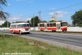 Na meziměstské trati spojující města Most a Litvínov pózuje vůz T5B6 ev.č.273 fotografům za společnosti autobusu Škoda 706 RTO MTZ ev.č.150. | 2.6.2012