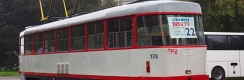 Vyřazené olomoucké tramvaje T3 #138 a #141 byly před komunálními volbami v roce 2018 umístěny na parkovišti před bazénem v Legionářské ulici Legionářská. Sloužily jako předvolební stánek KDU-ČSL. Jejich majitelé mají i záměr na další využití jako místo pro kulturní akce. | 27.9.2019