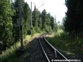 Blíží se km 28.604 Tatranských Elektrických Železnic, trať se zde prudce stáčela vpravo a vedla přímo k chladným vodám Štrbského Plesa | 21.8.2008