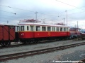 Historický motorový vůz EMU 49.0001 odstavený v depu Tatranských Elektrických Železnic v Popradu prošel obnovou laku, v jeho sousedství stojí odstavená motorová lokomotiva 702 951-5 po opravě laku volající. | 16.3.2009