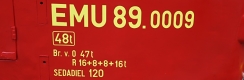 Označení jednotky EMU 89.0009. | 22.9.2018