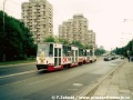 Náměstí Grunwaldzki, se soupravou vozů 105N s vlečným vozem ev.č.2211 na lince 0 | 12.9.1999