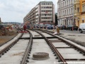 Trať na Letenském náměstí zřízená konstrukcí w-tram. | 20.7.2012