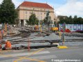 Pokládka kolejové konstrukce na křižovatce Palackého náměstí. | 24.8.2007