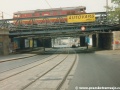 Seifertova ulice u křižovatky Bulhar pod původními železničními mosty. | 19.8.1995