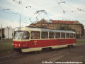 Motolská T3 ev.č.6564 bývala nejčastěji doma na nočních spojích. Na snímku z Vítězného náměstí však zatahuju do vozovny Vokovice z denní části linky 14 | 14.7.1997