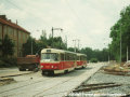 Poslední snímek z Brusnice přináší konečně linku, která je zde doma - na lince 22 projíždí souprava vozů T3SUCS ev.č.7160+7161 | 16.7.1997