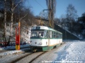 Kromě linky 3 jezdila na městské trati rovněž linka 1 v trase Lidové sady - Viadukt. Na jedničku byly vypraveny sólo vozy. Na snímku je vůz ev.č.49 ve výstupní zastávce Viadukt | 2.2.1998