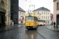 Na jednokolejce v Pražské ulici byla vyfotografována poblíž Náměstí Republiky na lince 1 souprava vozů T3SUCS #248+#249. | 29.10.1998