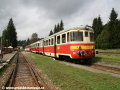 Zvláštní vlak ve složení 820.056-0+Balm Bistro+29-29 327-5+29-29 309 s ozubnicovou lokomotivou T426.001 na kořenovském nádraží. | 10.9.2011