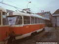 Vůz T3 ev.č.6329 odstavený ve vozovně Pankrác. | 11.2.1994