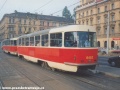 Souprava vozů T3 ev.č.6453+6375 vypravená na linku 33 stanicuje v zastávce Otakarova. | 10.10.1994