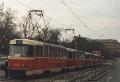 Souprava vozů T3 ev.č.6598+6599 jako záložní vlak na kusé koleji Opletalova