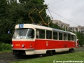 Vůz T3 ev.č.6813 vypravený na linku 13, provozovanou z výlukových důvodů v trase Smíchovské nádraží - Kotlářka manipuluje na vnitřní koleji smyčky Kotlářka. | 30.5.2009