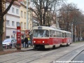 Souprava vozů T3SU ev.č.7014+T3SUCS ev.č.7135 vypravená na linku 22 stanicuje v zastávce Drinopol. | 12.10.2012