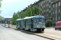 Souprava vozů T3SUCS #7114+7115 vypravená na linku 22 míří Průběžnou ulicí ke sjezdové koleje ze smyčky Radošovická. | 3.5.2004