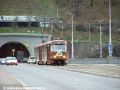 Souprava vozů T3SUCS ev.č.7130+7131 vypravená na linku 8 překonává chladné vody řeky Vltavy po Štefánikově mostě. | 13.1.2007