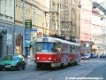 Souprava vozů T3M ev.č.8006+8046 vypravená na linku 8 právě překonala křižovatku Havlíčkova a míří na náměstí Republiky. | 22.1.2005