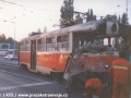 Původní vůz T3M ev.č.8012 vypravený na linku 11 po těžké nehodě na křižovatce Vinice. | 6.10.1994