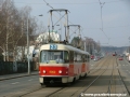 Souprava vozů T3M #8052+8101 vypravená na odkloněnou linku 23 míří k zastávce Poštovka. | 12.3.2004