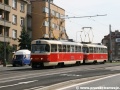 Novostavbou prodloužení tramvajové tratě Podbabskou ulicí klesá ke konečné zastávce Podbaba souprava vozů T3M ev.č.8059+8097 vypravená na linku 8. | 2.9.2011
