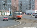 Souprava vozů T3M ev.č.8094+8095 vypravená na odkloněnou linku 22 přijíždí ke smyčce Sídliště Řepy. | 1.4.2006