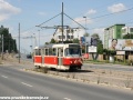 Vůz T3R.PV ev.č.8154 vypravený na linku 25 klesá obloukem od zastávky Nademlejnská ke Starému Hloubětínu. | 14.7.2007