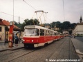 Souprava vozů T3R.P ev.č.8227+8226 na lince 18 stanicuje v zastávce Malostranská do centra. | 28.6.2001