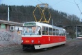 Vůz T3R.P ev.š.8231 vypravený na linku 21 manipuluje ve smyčce Nádraží Braník. | 4.3.2010