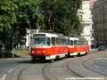 Souprava vozů T3R.P ev.č.8458+8459 vypravená na linku 12 vjíždí do zastávky Švandovo divadlo | 31.7.2006