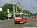 Souprava vozů T3R.P #8482+8483 vypravená na linku 30 míjí vjezd do vozovny Motol. | 8.8.2006