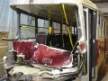 Vůz T3R.P ev.č.8574 je na mimořádné opravě v Ústředních dílnách po dopravní nehodě na Hradčanské. Rozsah poškození je opravdu značný... | 3.1.2013