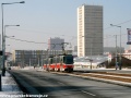 Souprava vozů T6A5 ev.č.8619+8620 vypravená na linku 24 opustila zastávku Černokostelecká a míří k Depu Hostivař. | 12.2.2012