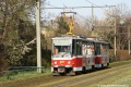 S ohledem na výluku tratě přes Hradčanskou míří souprava vozů T6A5 #8747+#8748 na lince 1 na Petřiny přes Pražský hrad. | 14.4.2007