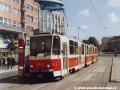 Vůz KT8D5 ev.č.9003 vypravený na linku 35 stanicuje v zastávce Vozovna Strašnice | 25.9.2003