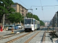 K zastávce Balabenka míří vůz KT8D5 ev.č.9024 provádějící zátěžové zkoušky rekonstruované tratě. | 1.9.2005