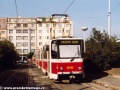 Záložní vlak obsazený vozem KT8D5 ev.č.9030 ve smyčce Olšanské hřbitovy. | 9.9.2003