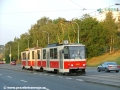Vůz KT8D5 #9037 vypravený na linku 9 sviští co mu trakční motory dovolí k vozovně Motol. | 1.6.2004